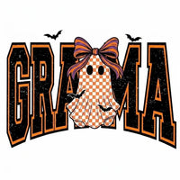 Custom Halloween Family Name Shirt, Personalized Mama Mimi Nana Gigi Auntie Grandma Ghost Bow Graphic Tee, Spooky Fall Gift – GRANDMA
