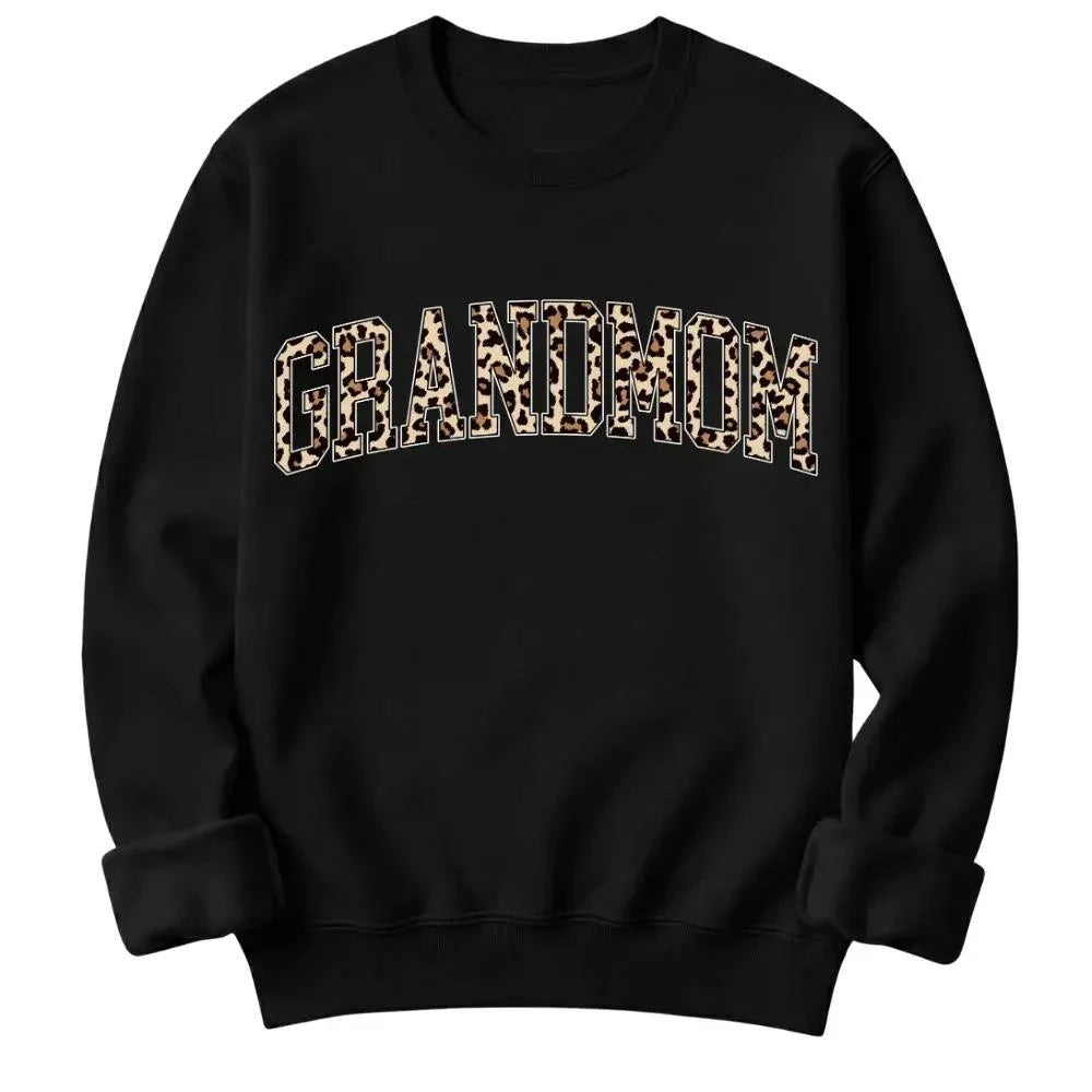 Personalized Grandma Sweatshirt Custom Leopard Nickname Gigi Mimi Nana Mama Mother's Day Family Matching Gift Women Leopard Varsity – GRANDMOM