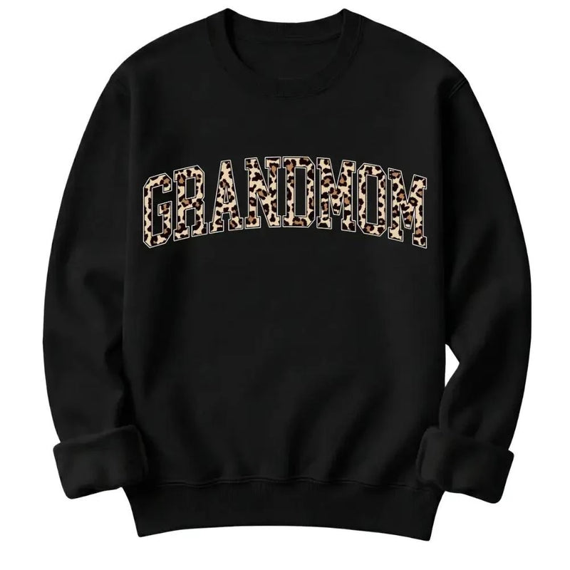 Personalized Grandma Sweatshirt Custom Leopard Nickname Gigi Mimi Nana Mama Mother's Day Family Matching Gift Women Leopard Varsity – GRANDMOM