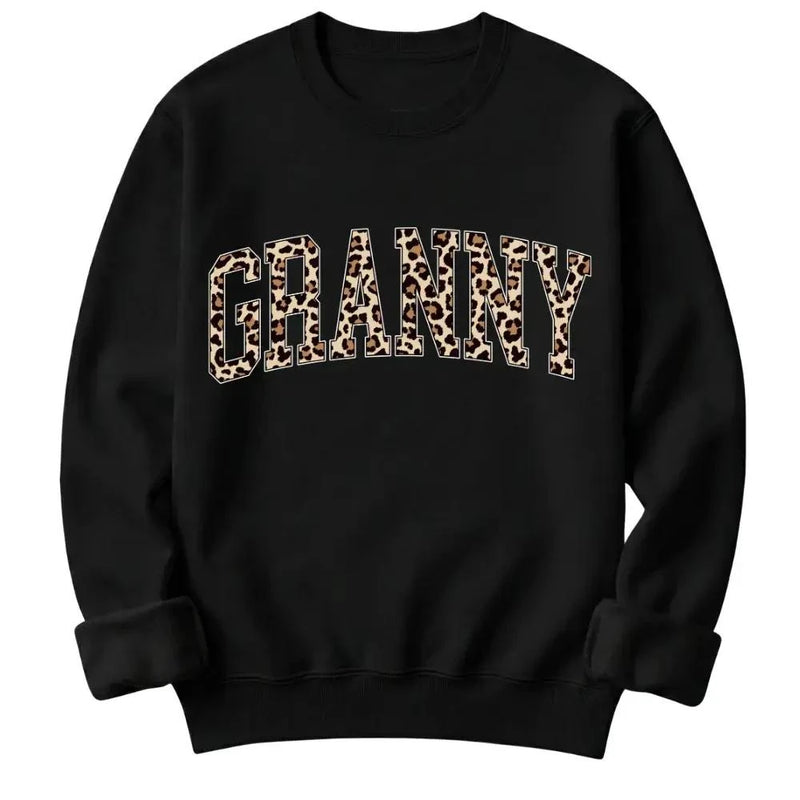 Personalized Grandma Sweatshirt Custom Leopard Nickname Gigi Mimi Nana Mama Mother's Day Family Matching Gift Women Leopard Varsity – GRANNY