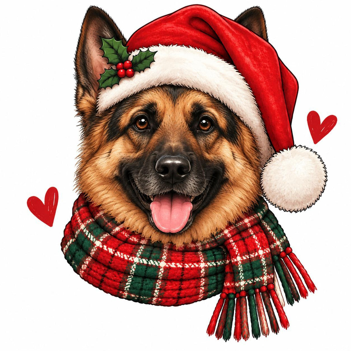 Personalized Dog Breed Christmas Sweatshirt, Custom Santa Dog Portrait with 50+ Breed Choices, Holiday Gift for Dog Moms – German Shepherd