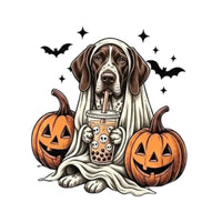 Personalized Dog Halloween T-Shirt, Custom Choose Your Dog Breed Ghost Boba Graphic, Spooky Pet Lover Gift – German Shorthaired