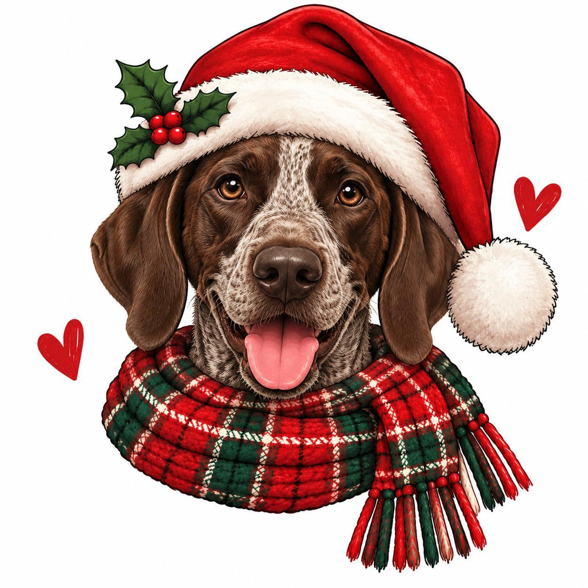 Personalized Dog Breed Christmas Sweatshirt, Custom Choose from 50+ Breeds, Festive Santa Dog Portrait for Dog Mom, Holiday Dog Lover Gift – German Shorthaired