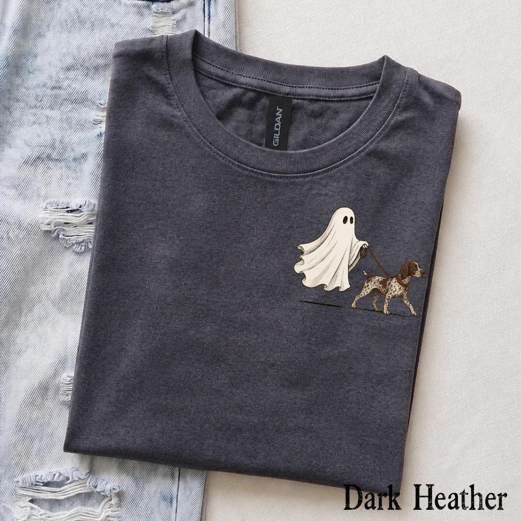 Custom Ghost Dog Breed Halloween T-Shirt, Spooky Season Pet Lover Graphic Tee – German Shorthaired