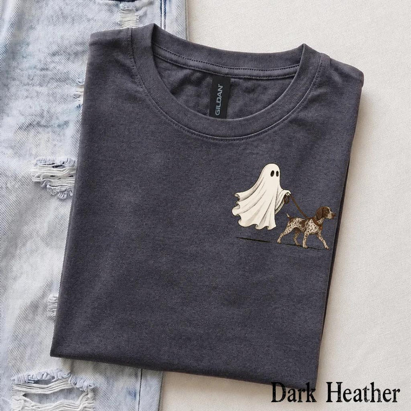 Custom Ghost Dog Breed Halloween T-Shirt, Spooky Season Pet Lover Graphic Tee – German Shorthaired