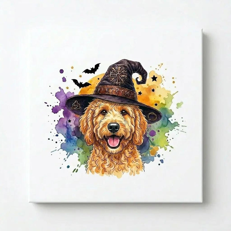 Custom Witch Dog Breed Halloween T-Shirt, Spooky Dog Mom Graphic Tee, Fall Pet Lover Costume Apparel – Golden Doodle