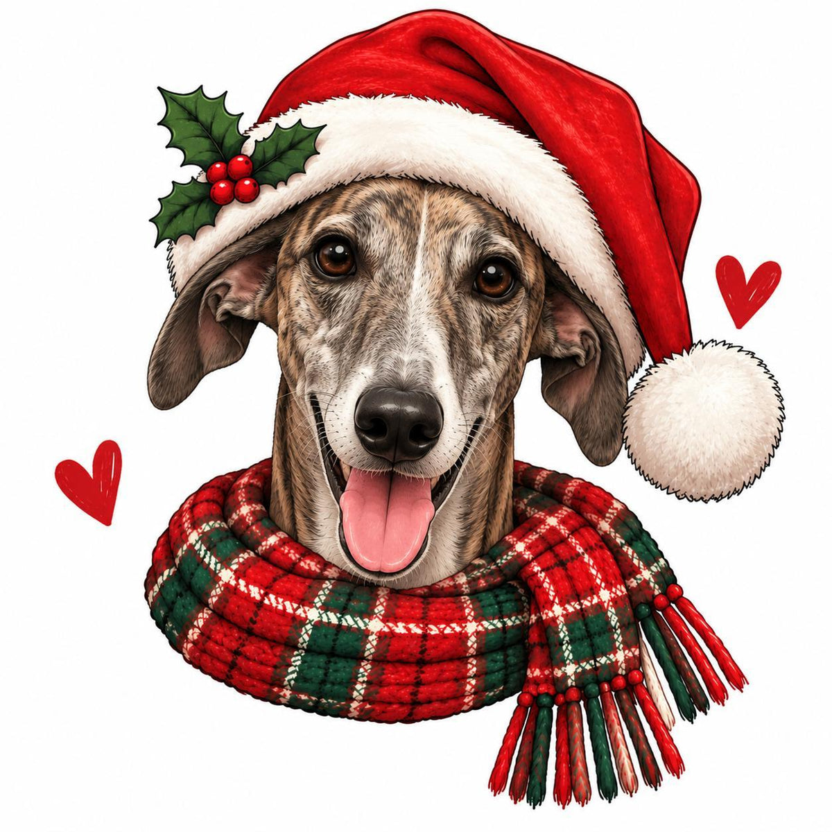 Personalized Dog Breed Christmas Sweatshirt, Custom Choose from 50+ Breeds, Festive Santa Dog Portrait for Dog Mom, Holiday Dog Lover Gift – Grey Hound