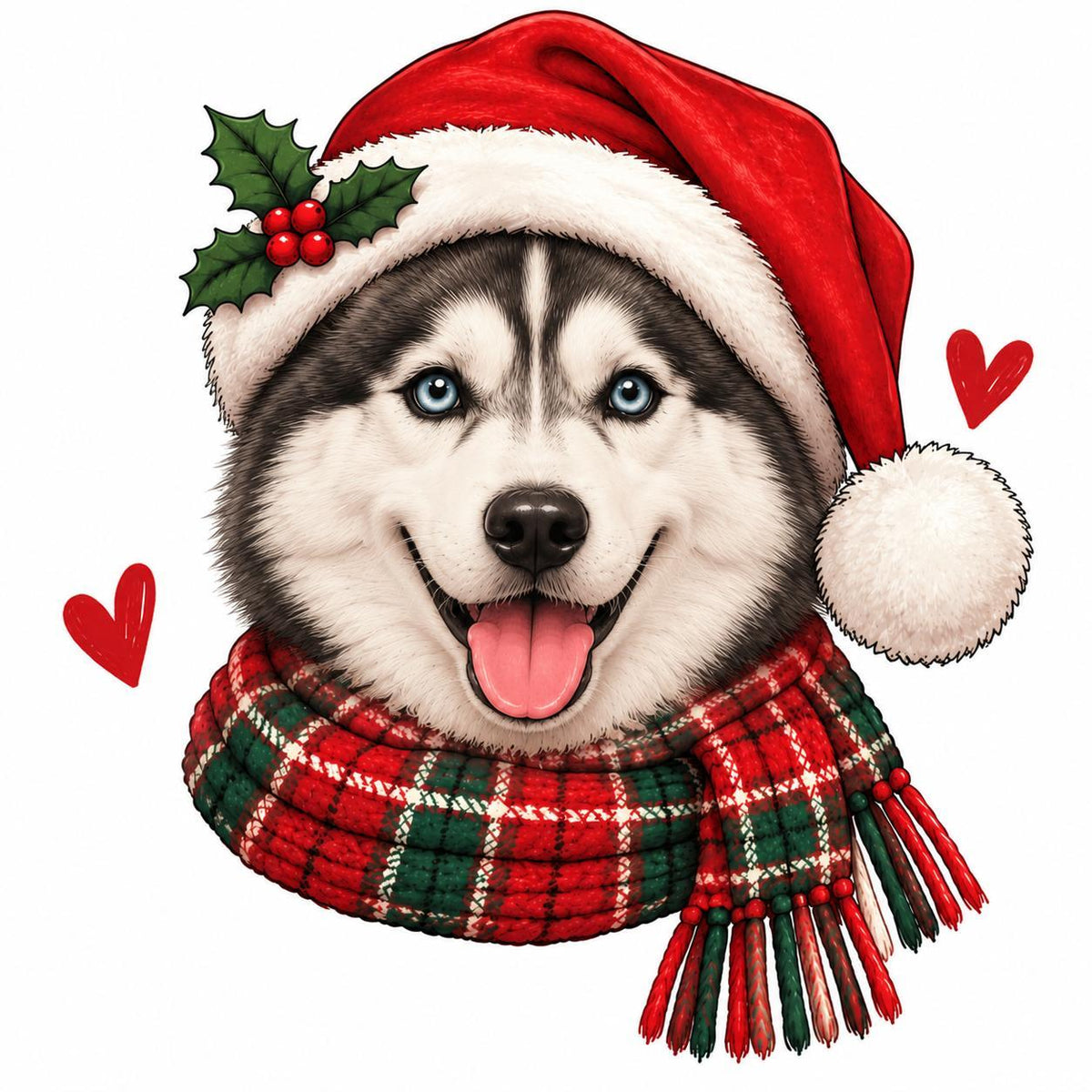 Personalized Dog Breed Christmas Sweatshirt, Custom Choose from 50+ Breeds, Festive Santa Dog Portrait for Dog Mom, Holiday Dog Lover Gift – Husky