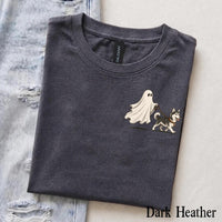 Personalized Dog Breed Halloween T-Shirt, Custom Ghost Walking Dog Graphic, Spooky Season Dog Mom Dad Gift – Husky