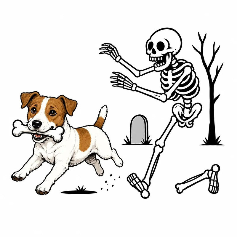 Personalized Dog Breed Halloween T-Shirt, Custom Choose Your Dog, Funny Skeleton Chasing Pup Graphic, Spooky Pet Lover Gift – Jack Russell