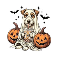 Personalized Dog Halloween T-Shirt, Custom Choose Your Dog Breed Ghost Boba Design, Cute Spooky Fall Pet Mom Dog Lover Gift – Jack Russell