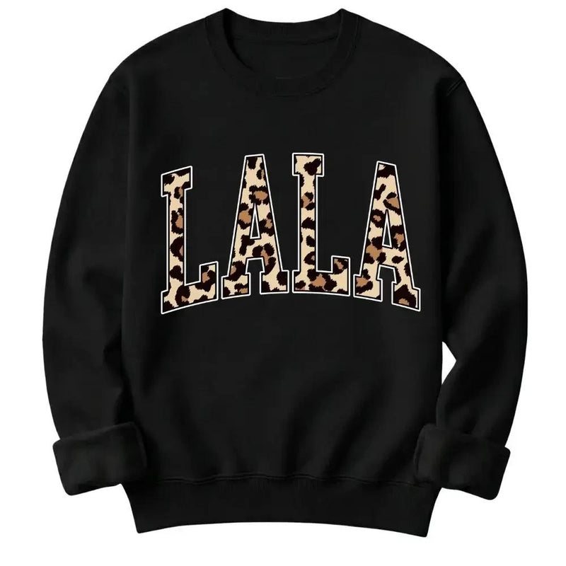 Personalized Grandma Sweatshirt Custom Leopard Nickname Gigi Mimi Nana Mama Mother's Day Family Matching Gift Women Leopard Varsity – LALA