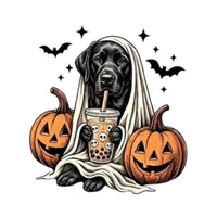 Personalized Dog Halloween T-Shirt, Custom Choose Your Dog Breed Ghost Boba Graphic, Spooky Pet Lover Gift – Labrador - Black