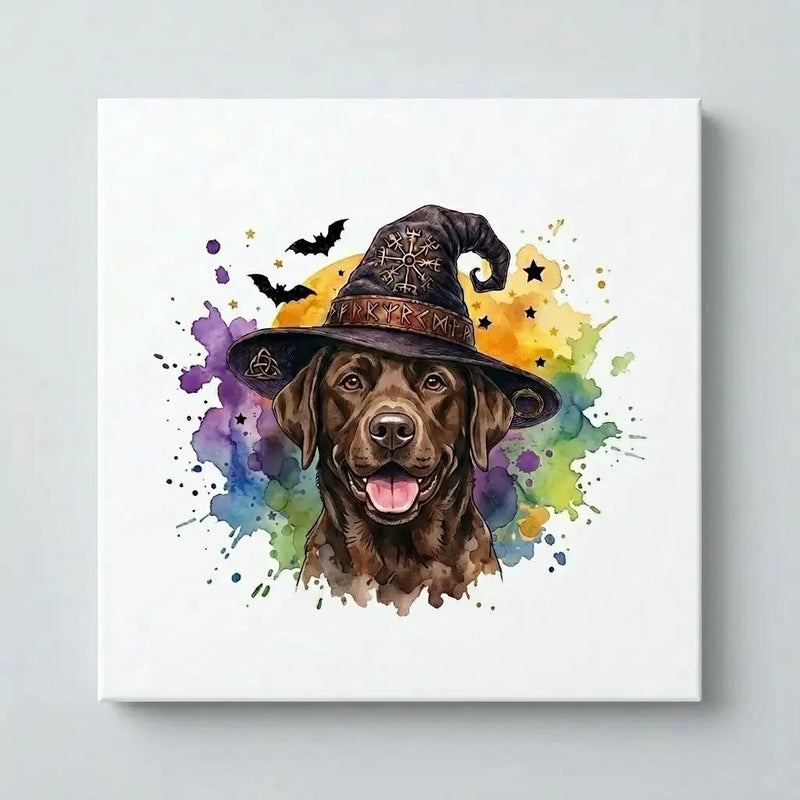 Custom Witch Dog Breed Halloween T-Shirt, Spooky Dog Mom Graphic Tee, Fall Pet Lover Costume Apparel – Labrador - Chocolate