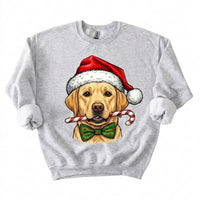 Personalized 50+ Dog Breed Christmas Sweatshirt, Custom Santa Hat Candy Cane Pet Portrait, Dog Mom and Dog Dad Holiday Gift – Labrador Retriever