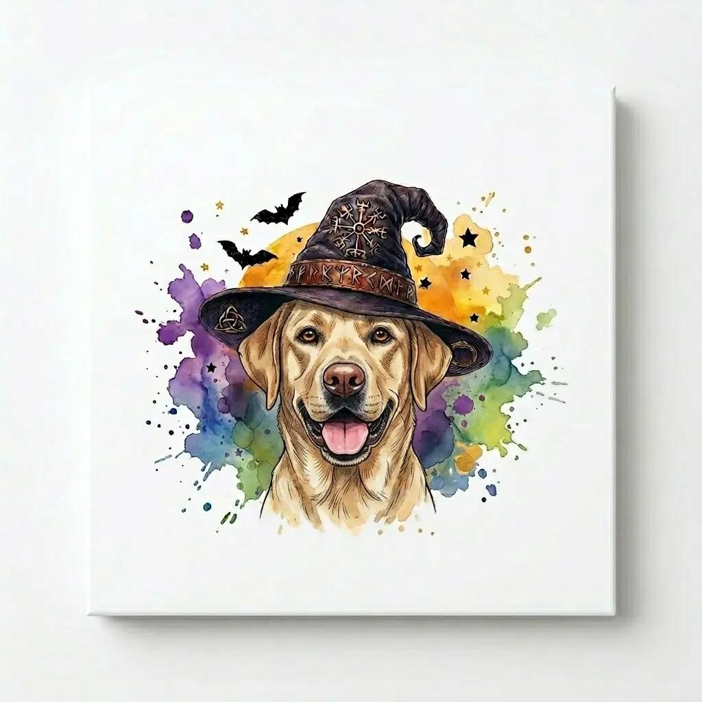 Personalized Halloween Dog Breed T-Shirt, Custom Choose Your Breed Witch Dog Graphic, Cute Spooky Dog Mom Pet Lover Gift – Labrador - Yellow