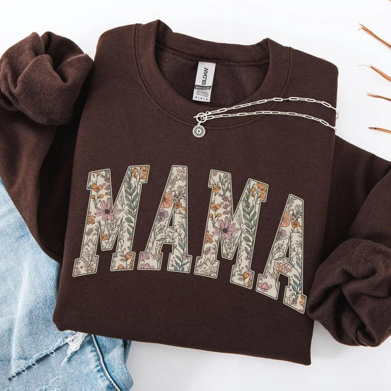Personalized Grandma Sweatshirt, Floral Grandma Nana Mimi Gigi Auntie Mama Custom Name, Grandparent Christmas Gift for Women, Vintage Floral Varsity Style – MAMA