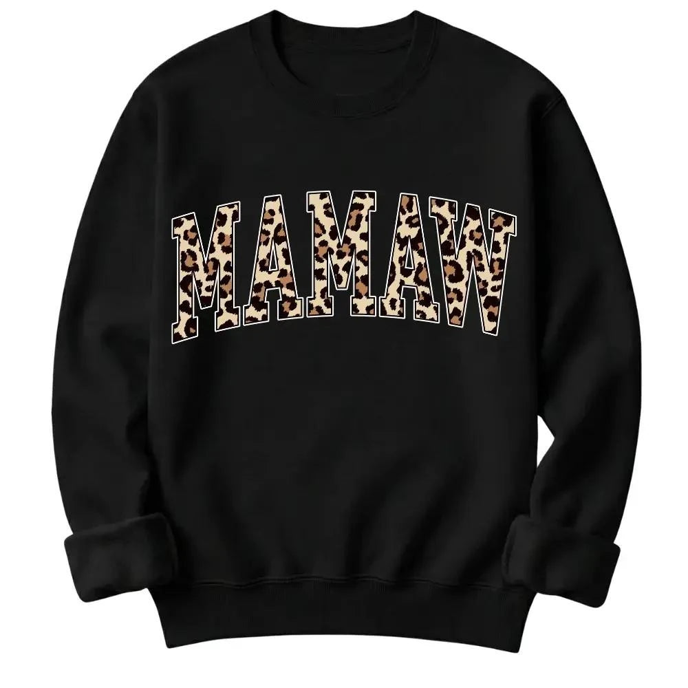 Personalized Grandma Sweatshirt Custom Leopard Nickname Gigi Mimi Nana Mama Mother's Day Family Matching Gift Women Leopard Varsity – MAMAW