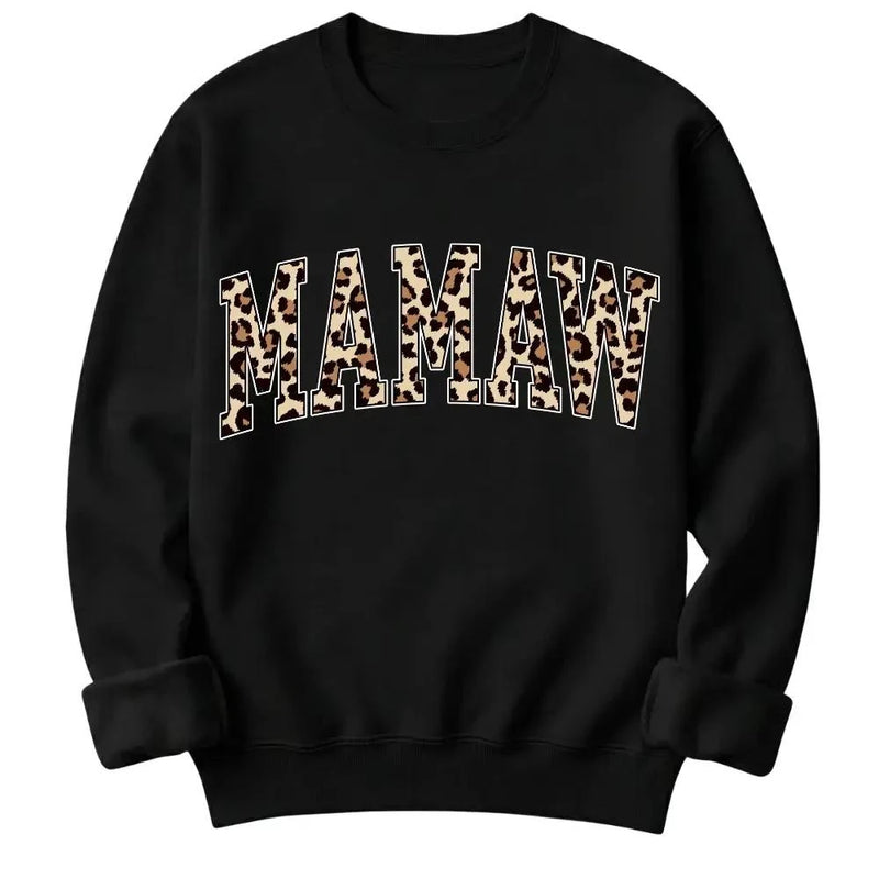 Personalized Grandma Sweatshirt Custom Leopard Nickname Gigi Mimi Nana Mama Mother's Day Family Matching Gift Women Leopard Varsity – MAMAW
