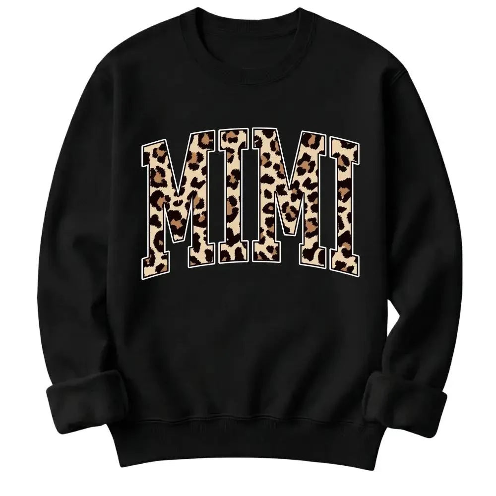 Personalized Grandma Sweatshirt Custom Leopard Nickname Gigi Mimi Nana Mama Mother's Day Family Matching Gift Women Leopard Varsity – MIMI