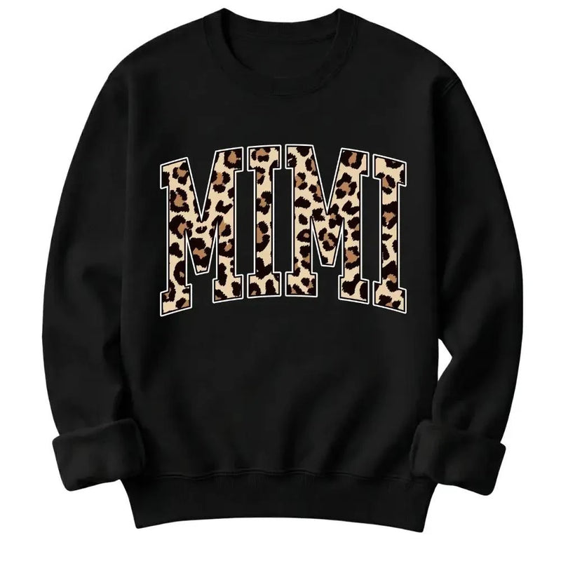 Personalized Grandma Sweatshirt Custom Leopard Nickname Gigi Mimi Nana Mama Mother's Day Family Matching Gift Women Leopard Varsity – MIMI