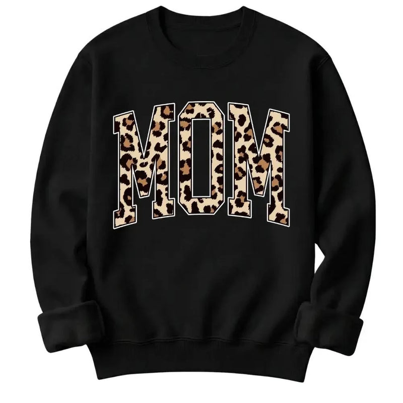 Personalized Grandma Sweatshirt Custom Leopard Nickname Gigi Mimi Nana Mama Mother's Day Family Matching Gift Women Leopard Varsity – MOM