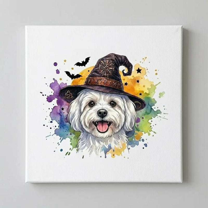 Custom Witch Dog Breed Halloween T-Shirt, Spooky Dog Mom Graphic Tee, Fall Pet Lover Costume Apparel – Maltese