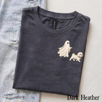 Personalized Dog Breed Halloween T-Shirt, Custom Ghost Walking Dog Graphic, Spooky Season Dog Mom Dad Gift – Maltese
