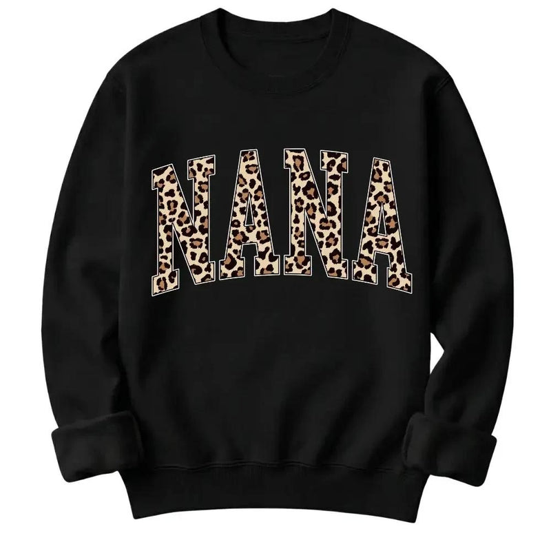 Personalized Grandma Sweatshirt Custom Leopard Nickname Gigi Mimi Nana Mama Mother's Day Family Matching Gift Women Leopard Varsity – NANA