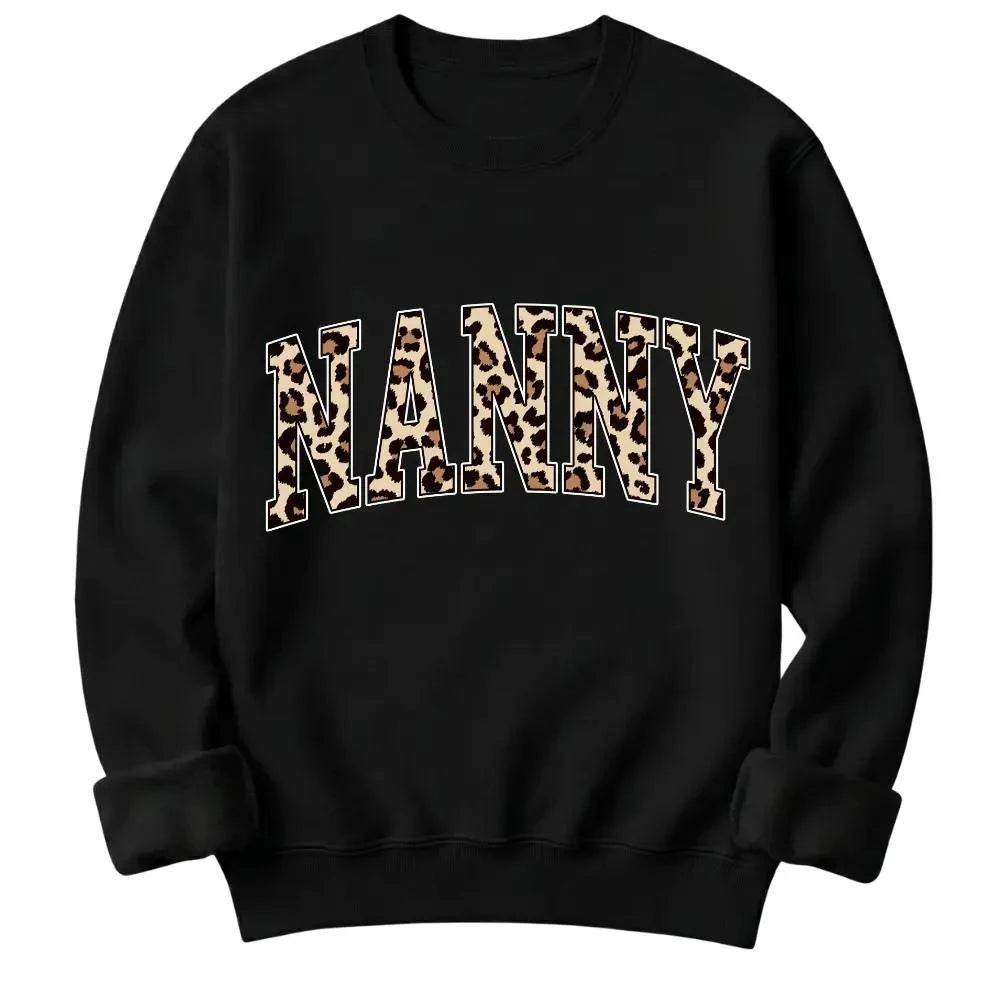 Personalized Grandma Sweatshirt Custom Leopard Nickname Gigi Mimi Nana Mama Mother's Day Family Matching Gift Women Leopard Varsity – NANNY