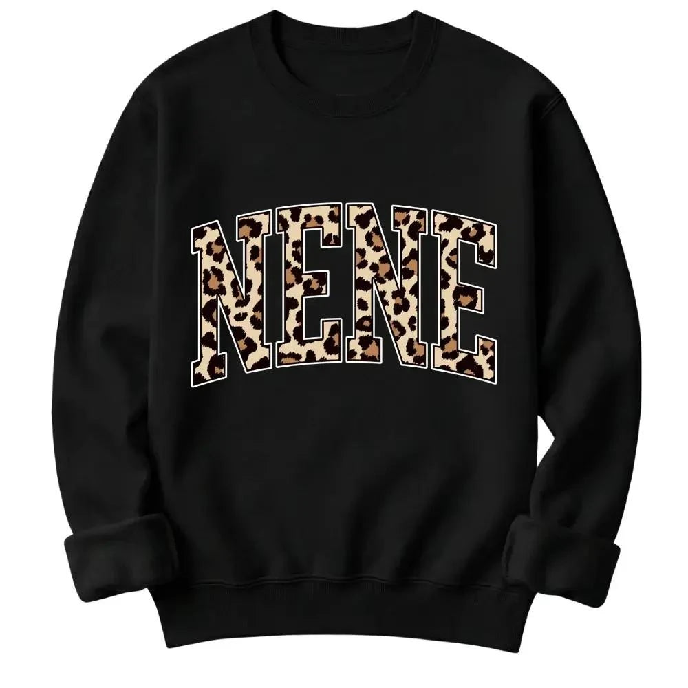 Personalized Grandma Sweatshirt Custom Leopard Nickname Gigi Mimi Nana Mama Mother's Day Family Matching Gift Women Leopard Varsity – NENE