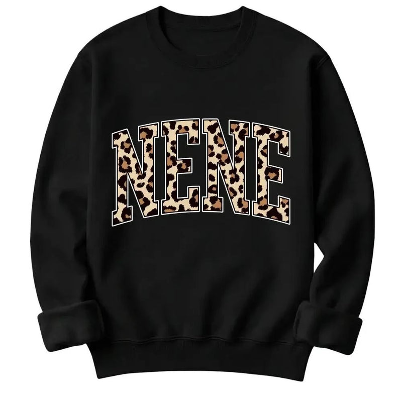 Personalized Grandma Sweatshirt Custom Leopard Nickname Gigi Mimi Nana Mama Mother's Day Family Matching Gift Women Leopard Varsity – NENE
