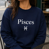 Zodiac Sign Gift Aries Taurus Gemini Cancer Sweatshirt Astrology Lover Unisex Minimalist – Pisces