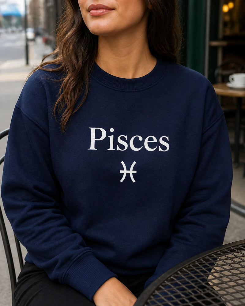 Zodiac Sign Gift Aries Taurus Gemini Cancer Sweatshirt Astrology Lover Unisex Minimalist – Pisces