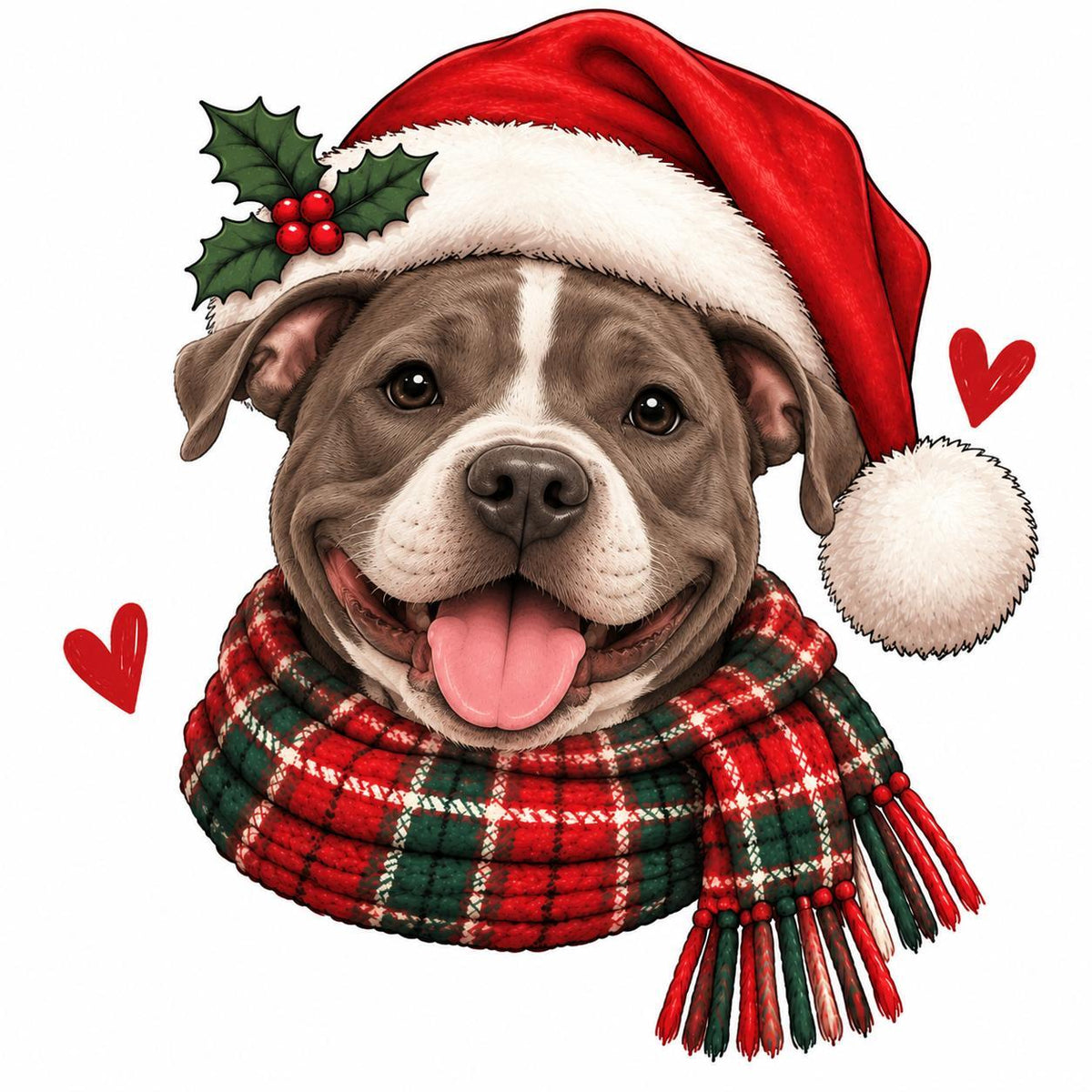 Personalized Dog Breed Christmas Sweatshirt, Custom Choose from 50+ Breeds, Festive Santa Dog Portrait for Dog Mom, Holiday Dog Lover Gift – Pitbull