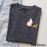 Personalized Dog Breed Halloween T-Shirt, Custom Ghost Walking Dog Graphic, Spooky Season Dog Mom Dad Gift – Pitbull