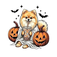 Personalized Dog Halloween T-Shirt, Custom Choose Your Dog Breed Ghost Boba Design, Cute Spooky Fall Pet Mom Dog Lover Gift – Pomeranian