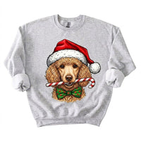 Personalized 50+ Dog Breed Christmas Sweatshirt, Custom Santa Hat Candy Cane Pet Portrait, Dog Mom and Dog Dad Holiday Gift – Poodle