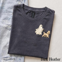 Personalized Dog Breed Halloween T-Shirt, Custom Ghost Walking Dog Graphic, Spooky Season Dog Mom Dad Gift – Poodle