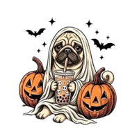 Personalized Ghost Dog Boba Halloween T-Shirt, Custom Choose Your Dog Breed 50+ Options, Cute Spooky Fall Pet Mom Gift – Pug