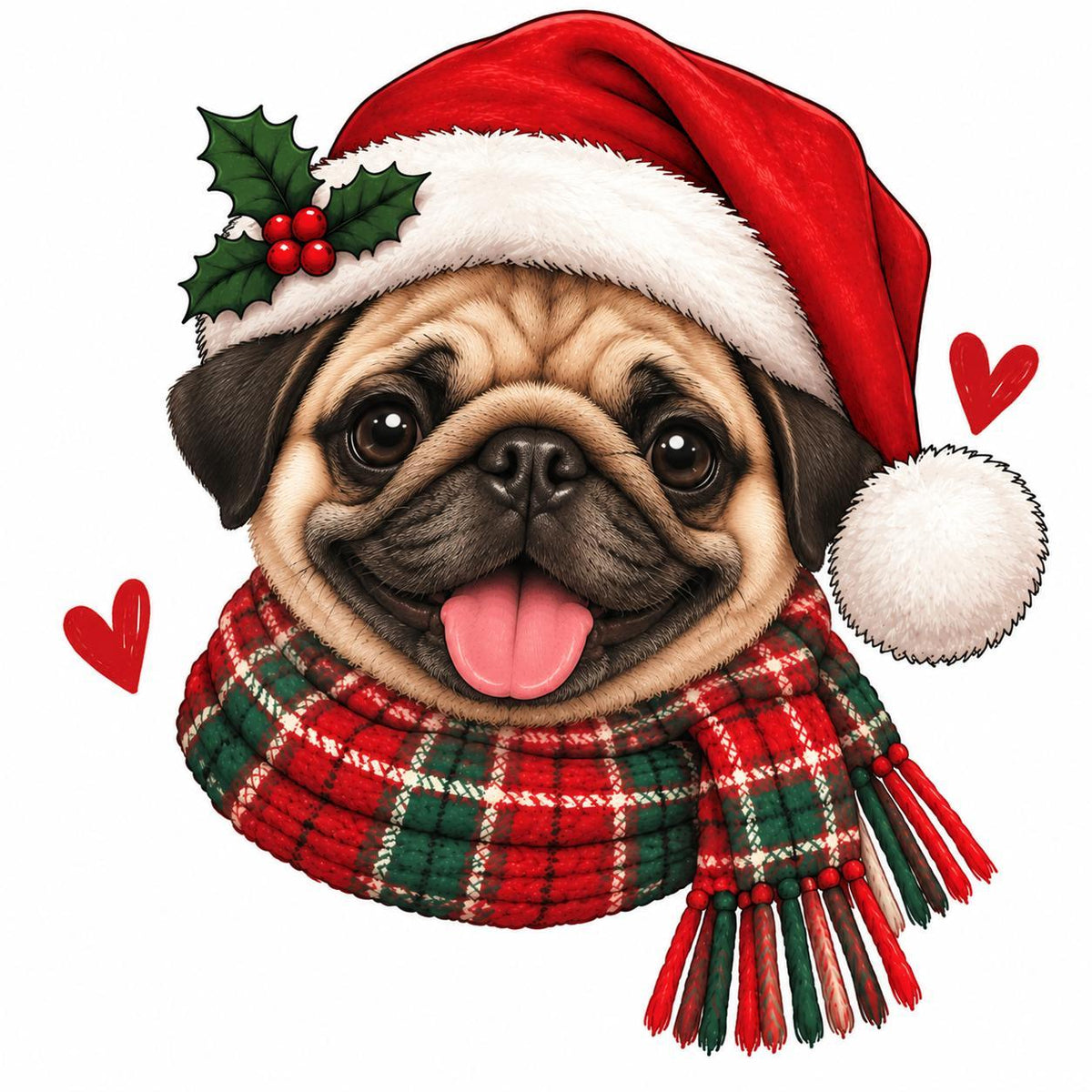 Personalized Dog Breed Christmas Sweatshirt, Custom Choose from 50+ Breeds, Festive Santa Dog Portrait for Dog Mom, Holiday Dog Lover Gift – Pug