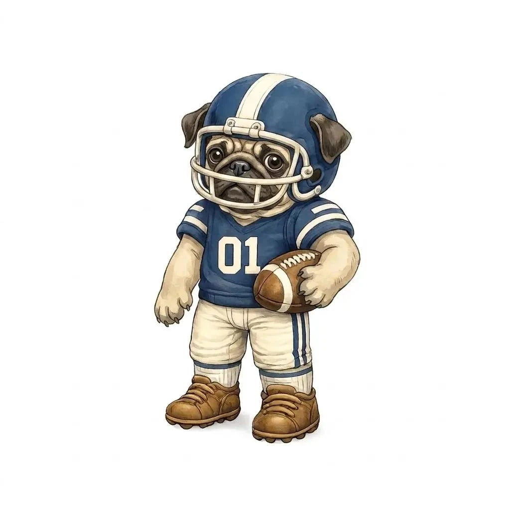 Personalized Dog Breed Football Sweatshirt, Custom Choose Your Dog Player, Game Day Dog Mom Dad Gift for Pet Lovers and Sports Fans – Pug