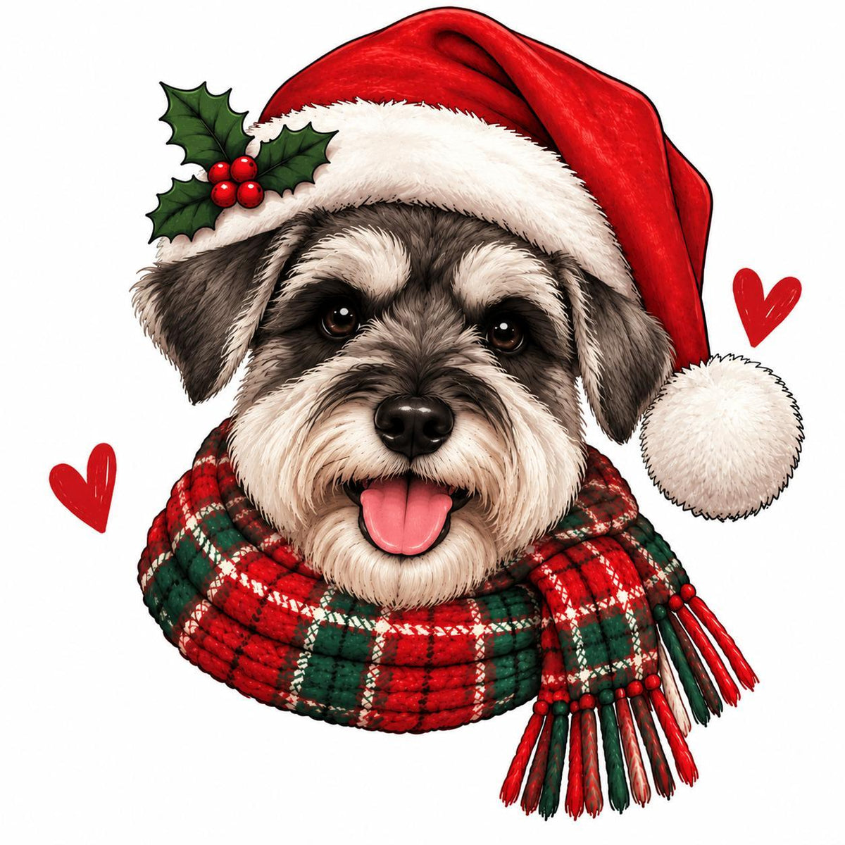 Personalized Dog Breed Christmas Sweatshirt, Custom Choose from 50+ Breeds, Festive Santa Dog Portrait for Dog Mom, Holiday Dog Lover Gift – Schnauzer