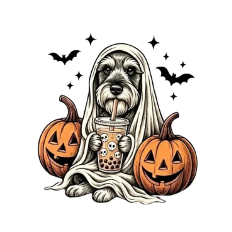 Personalized Dog Halloween T-Shirt, Custom Choose Your Dog Breed Ghost Boba Design, Cute Spooky Fall Pet Mom Dog Lover Gift – Schnauzer