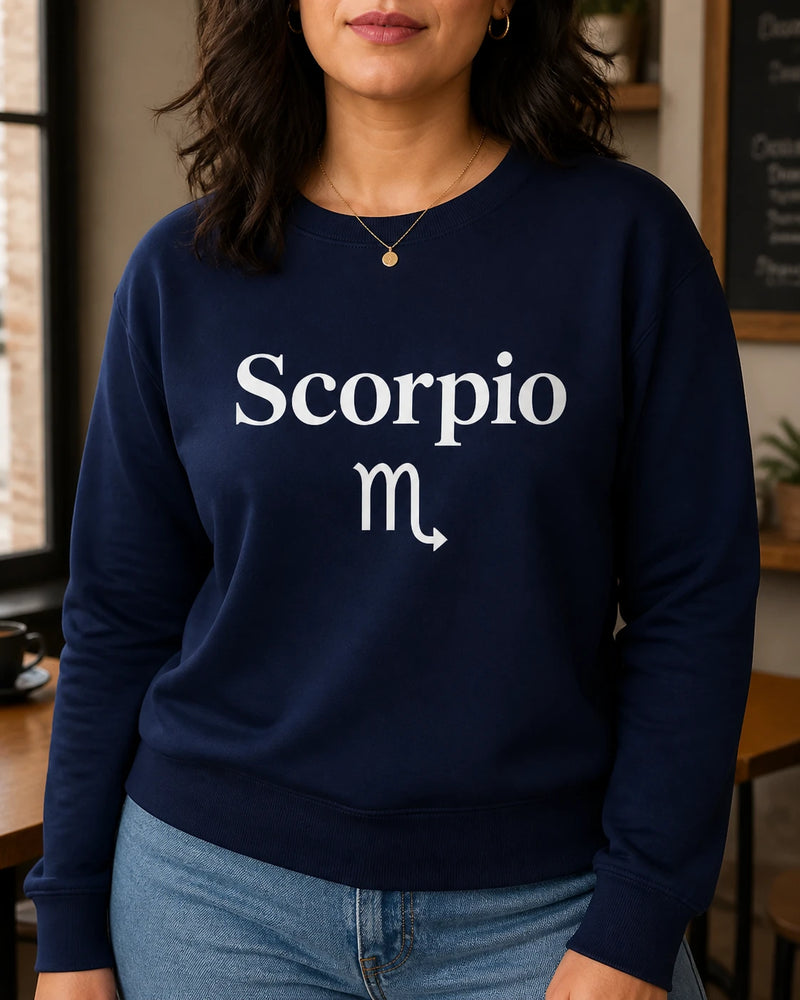 Zodiac Sign Gift Aries Taurus Gemini Cancer Sweatshirt Astrology Lover Unisex Minimalist – Scorpio