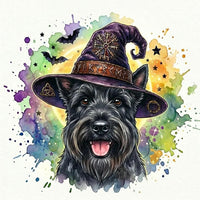 Personalized Halloween Dog Breed T-Shirt, Custom Choose Your Breed Witch Dog Graphic, Cute Spooky Dog Mom Pet Lover Gift – Scotty