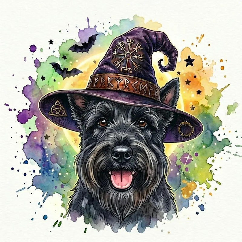 Personalized Halloween Dog Breed T-Shirt, Custom Choose Your Breed Witch Dog Graphic, Cute Spooky Dog Mom Pet Lover Gift – Scotty