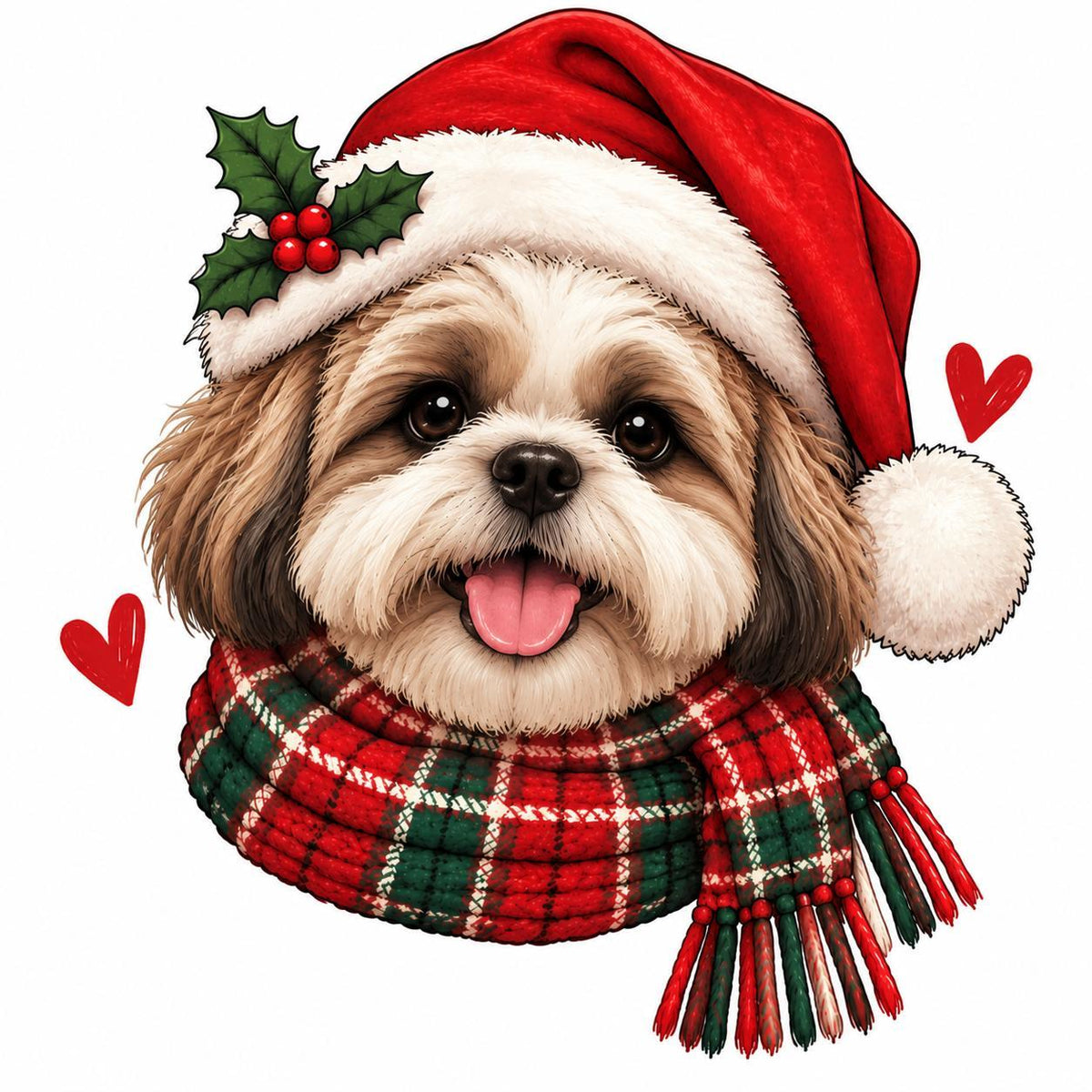 Personalized Dog Breed Christmas Sweatshirt, Custom Choose from 50+ Breeds, Festive Santa Dog Portrait for Dog Mom, Holiday Dog Lover Gift – Shih Tzu