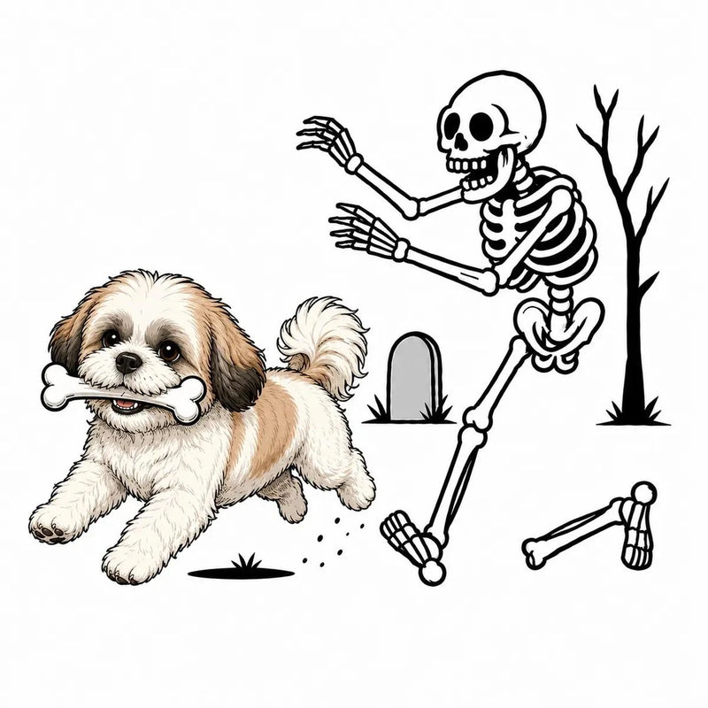 Personalized Dog Breed Halloween T-Shirt, Custom Choose Your Dog, Funny Skeleton Chasing Pup Graphic, Spooky Pet Lover Gift – Shih Tzu