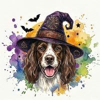 Custom Witch Dog Breed Halloween T-Shirt, Spooky Dog Mom Graphic Tee, Fall Pet Lover Costume Apparel – Springer Spaniel